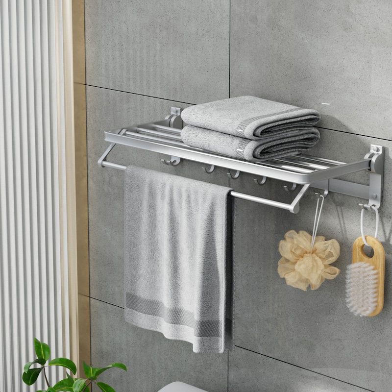 Buy Towel Rail Rack Holder 4 Bars Wall Mounted Aluminium Foldable ...