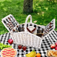 2 Person Alfresco Picnic Basket Vintage Baskets Outdoor Insulated Blanket