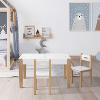 1 Keezi Kids Table and 2 Chairs Set Natural White