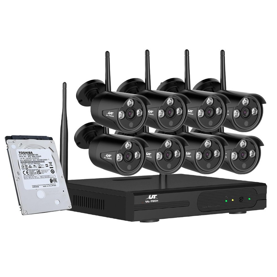 UL-Tech Wireless CCTV Security System 8CH NVR 3MP 8 Bullet Cameras 1TB