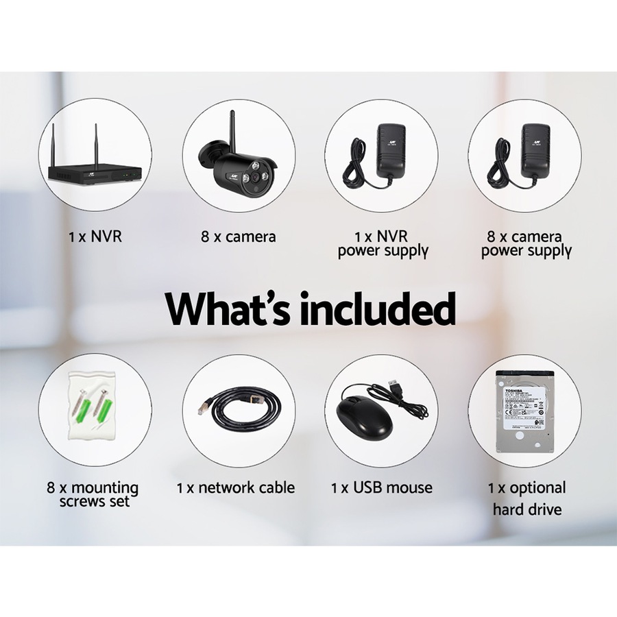 UL-Tech Wireless CCTV Security System 8CH NVR 3MP 8 Bullet Cameras 1TB