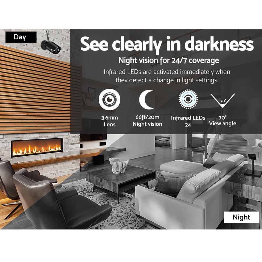 UL-Tech Wireless CCTV Security System 8CH NVR 3MP 4 Bullet Cameras