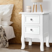 2 Drawers Artiss Bedside Table 50cm Nightstand- BISSET White