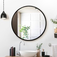 1 Set 70cm Embellir Wall Mirror Makeup Mirror Framed Round Black