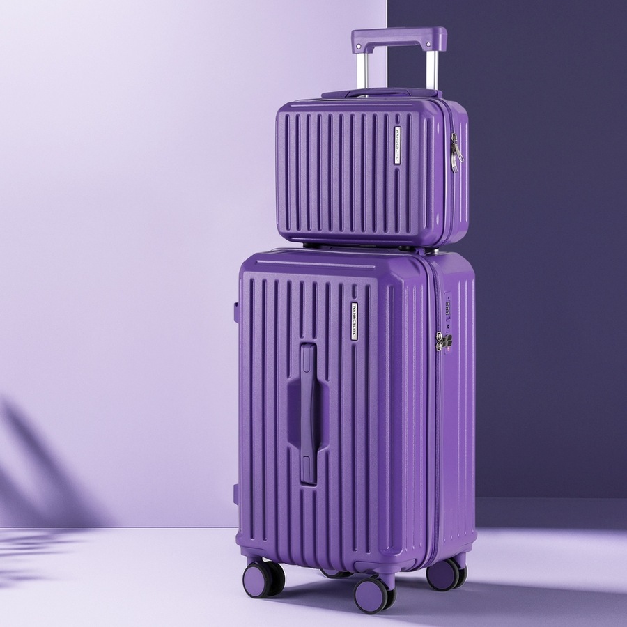 Wanderlite 2pcs Trunk Luggage Suitcase Travel Carry On TSA Lock 12" 20" Purple