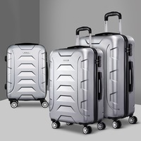 20" 24" 28" Wanderlite Luggage Trolley Travel Suitcase Set TSA Hard Case 3pcs - Silver