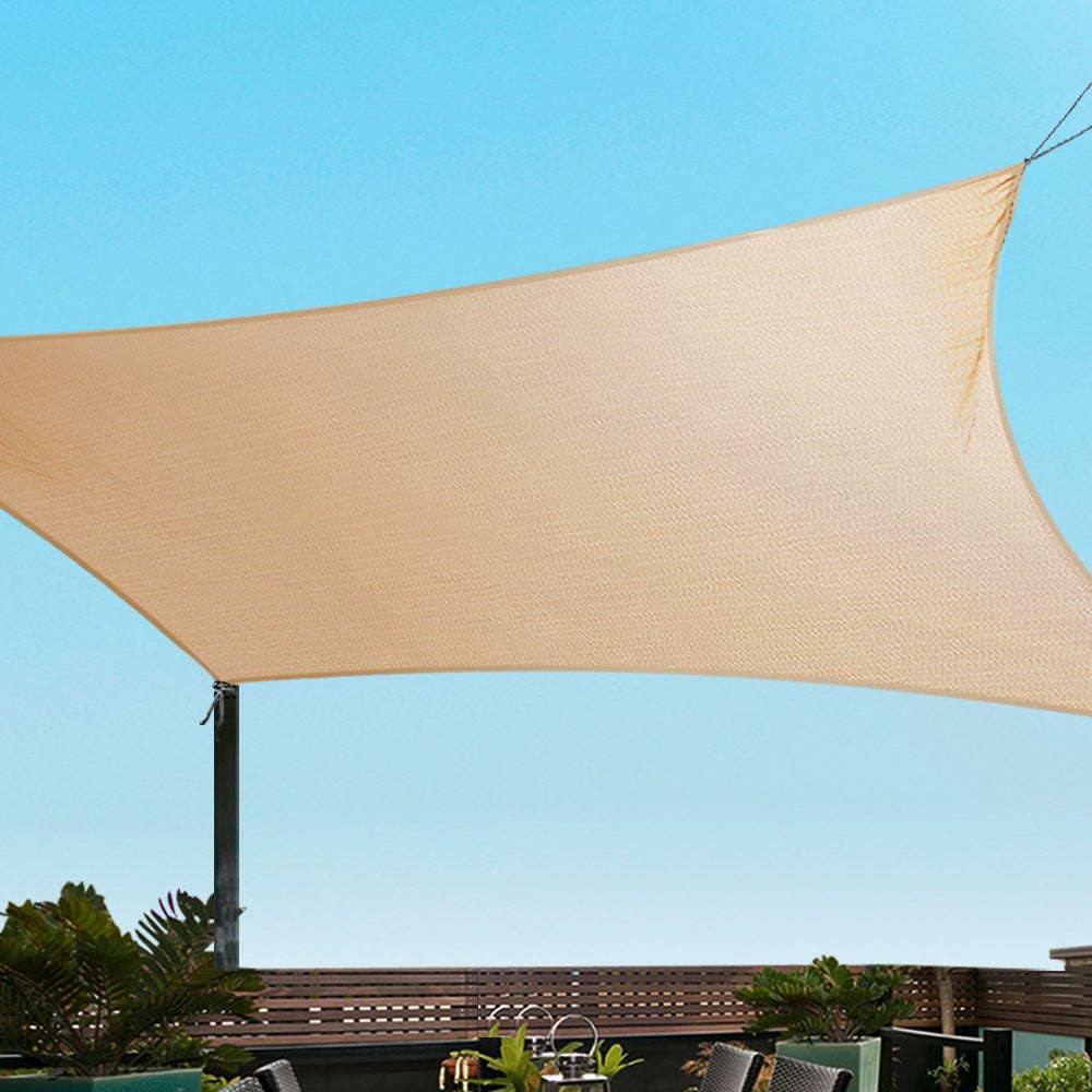 Instahut Waterproof Shade Sail 3x6m Rectangle Sand 95% Shade Cloth