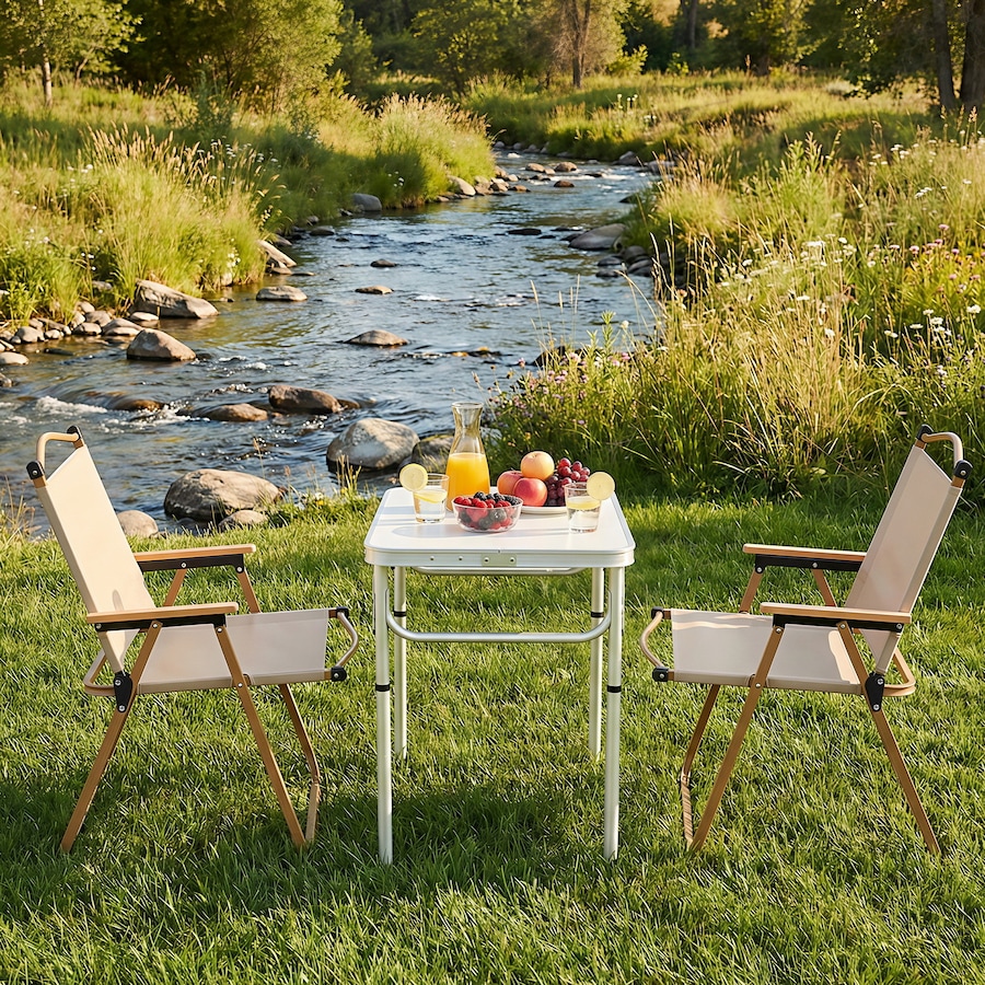 Weisshorn 3pc Camping Table Chair Set Outdoor Folding Aluminium Portable Picnic