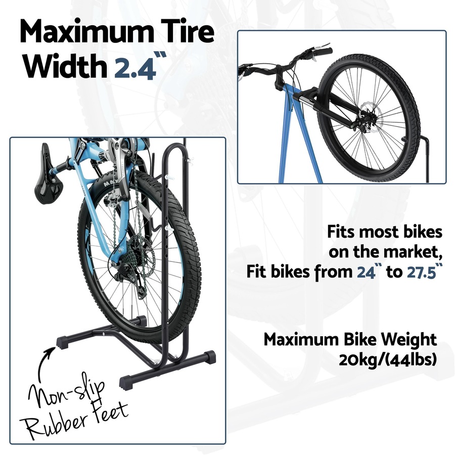 Weisshorn 4-in-1 Vertical Bike Stand, Adjustable Height Bicycle Parking Rack for 24"-27.5" Wheels