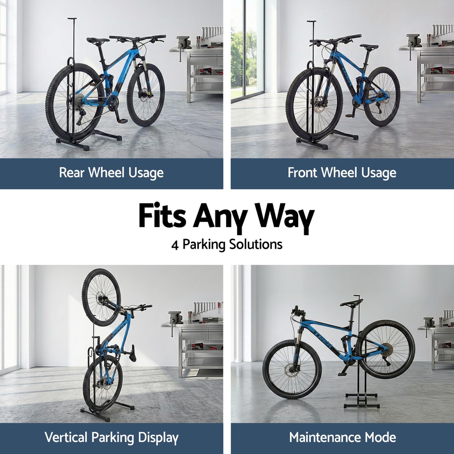 Weisshorn 4-in-1 Vertical Bike Stand, Adjustable Height Bicycle Parking Rack for 24"-27.5" Wheels