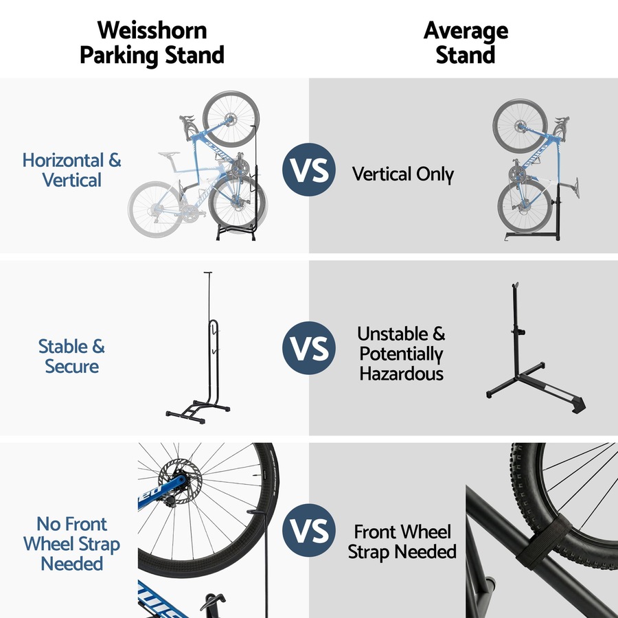 Weisshorn 4-in-1 Vertical Bike Stand, Adjustable Height Bicycle Parking Rack for 24"-27.5" Wheels
