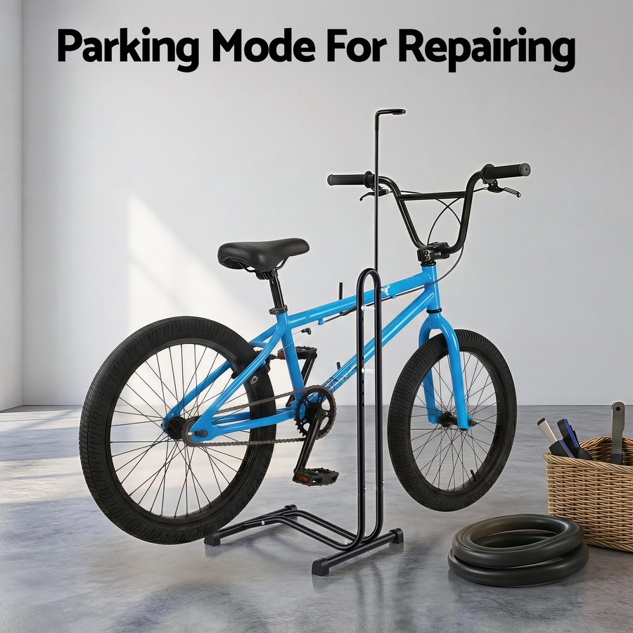 Weisshorn 4-in-1 Vertical Bike Stand, Adjustable Height Bicycle Parking Rack for 24"-27.5" Wheels