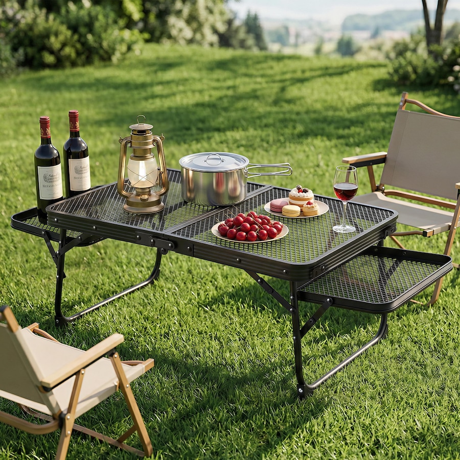 Weisshorn Camping Table Mesh Desktop Portable Lightweight Folding Grill Desk,