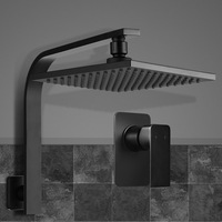 Cefito 8'' Rain Shower Head Wall Arm Square High Pressure Mixer Tap Black