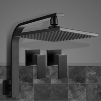 Cefito 8'' Rain Shower Head Wall Arm Square High Pressure Twins Tap Black