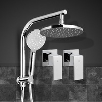 Cefito 9'' Rain Shower Head Set Handheld Round High Pressure Twins Tap Chrome