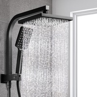 20cm Cefito 8'' Rain Shower Head Set Handheld Square High Pressure Black