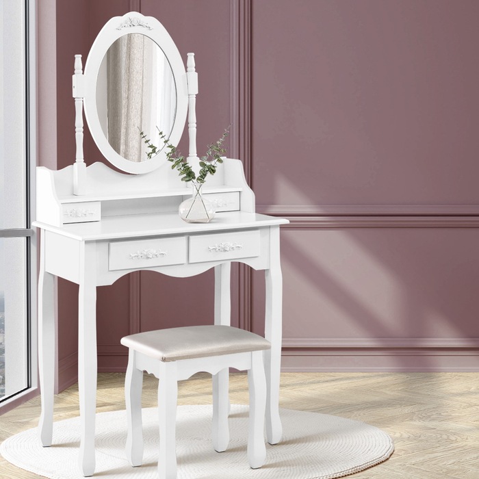 Lorena Vintage Inspired Dressing Table, Mirror & Stool Set MyDeal