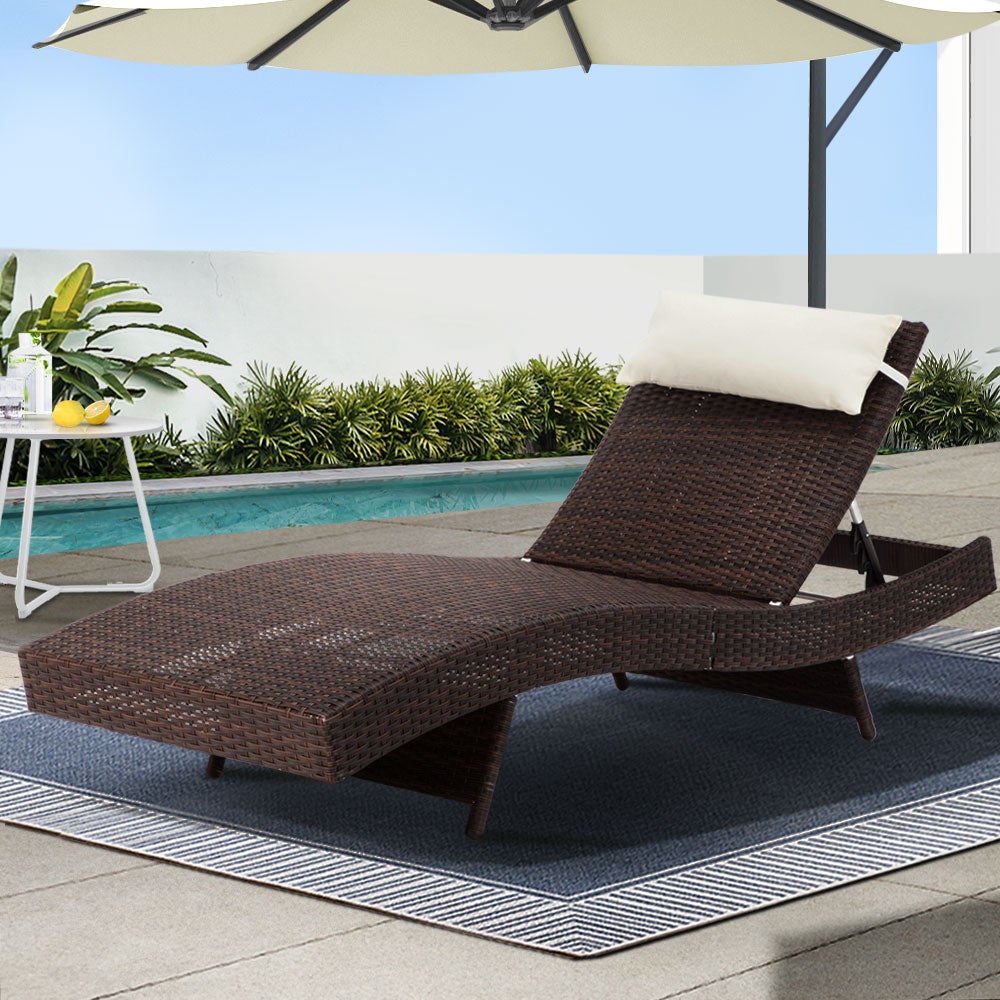 Gardeon Sun Lounge Outdoor Furniture Setting Wicker Day Bed Rattan Garden Patio