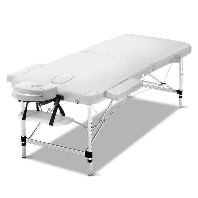 Zenses 75cm Portable Aluminium Massage Table 2 Fold White Beauty