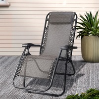 1x Gardeon Zero Gravity Chair Outdoor Sun Lounge Recliner Beach Chairs Camping Beige