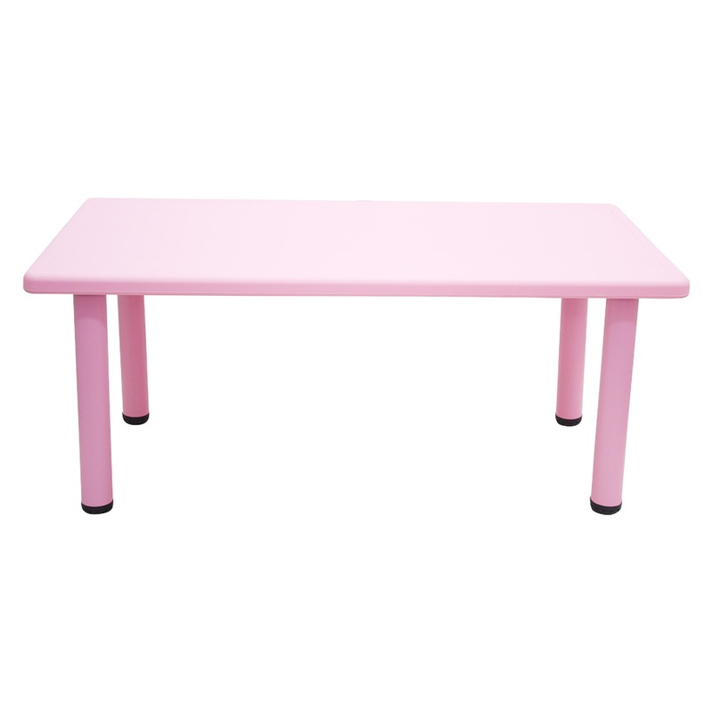 120x60cm Kid's Adjustable Rectangle Pink Table & 6 Pink Chairs Set