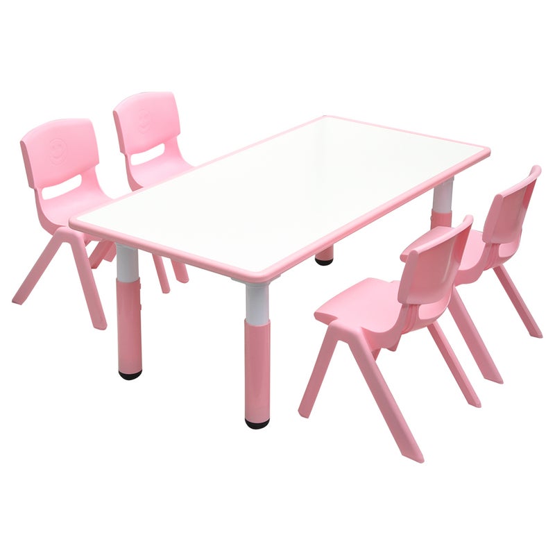 Buy 120x60cm Kids Pink Height-adjustable Whiteboard Drawing Table & 4 ...
