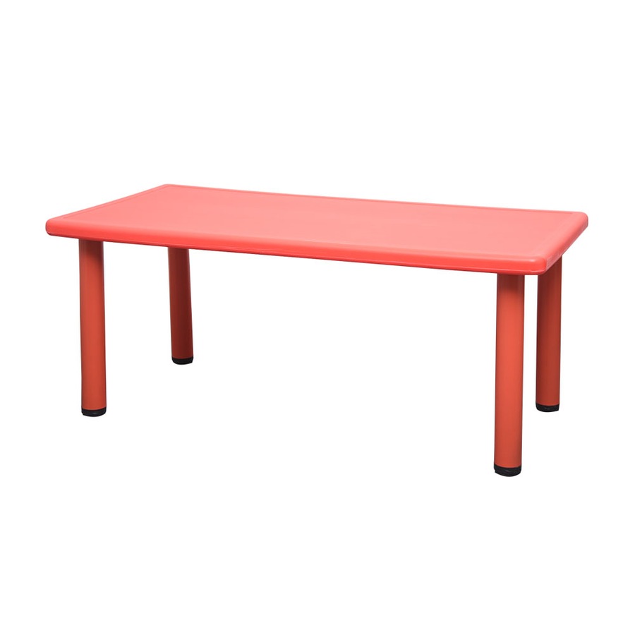 120x60cm Rectangle Red Kid's Table and 6 Red Chairs