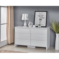 126CM High Gloss Piano Finish 6 Drawers Tallboy Cabinet White