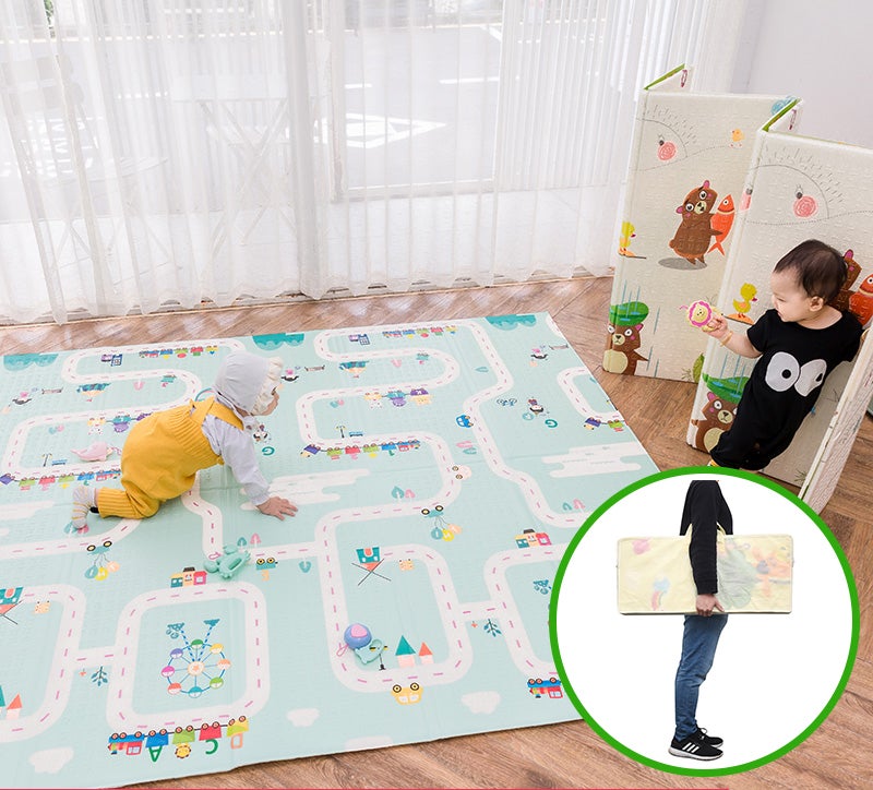 2x1.8m Foldable Baby Play Mat XPE Foam Double Sided 1cm Thick Free Carry Bag