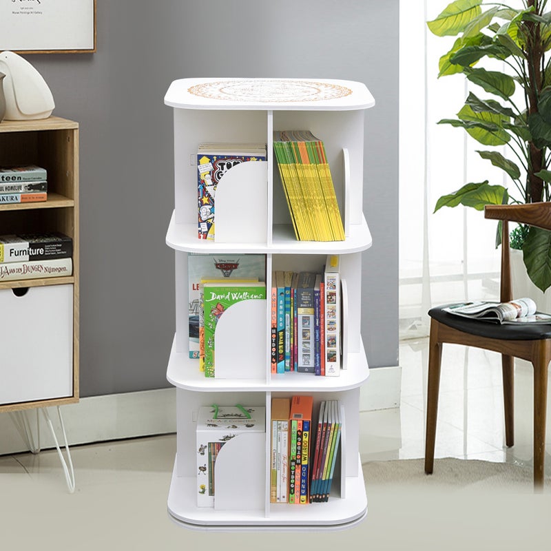 Buy 3 Tiers Versatile Round Wooden Rotating Swivel Bookshelf Bookcase  Cabinet White 97CM - MyDeal