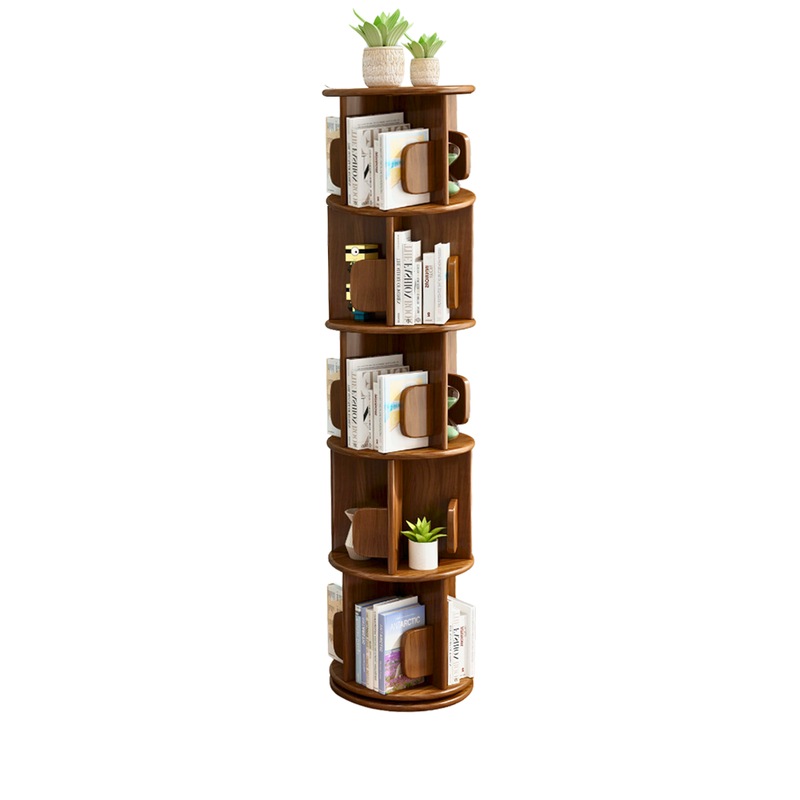 Buy 5Tier Versatile Timber Rubberwood Wooden Rotating Swivel Bookcase