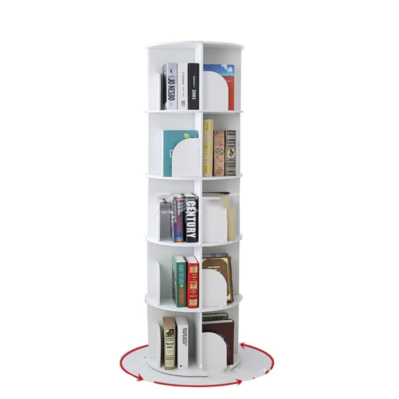 Buy 5 Tiers Versatile Round Wooden Rotating Swivel Bookshelf Bookcase  Cabinet White 159CM - MyDeal