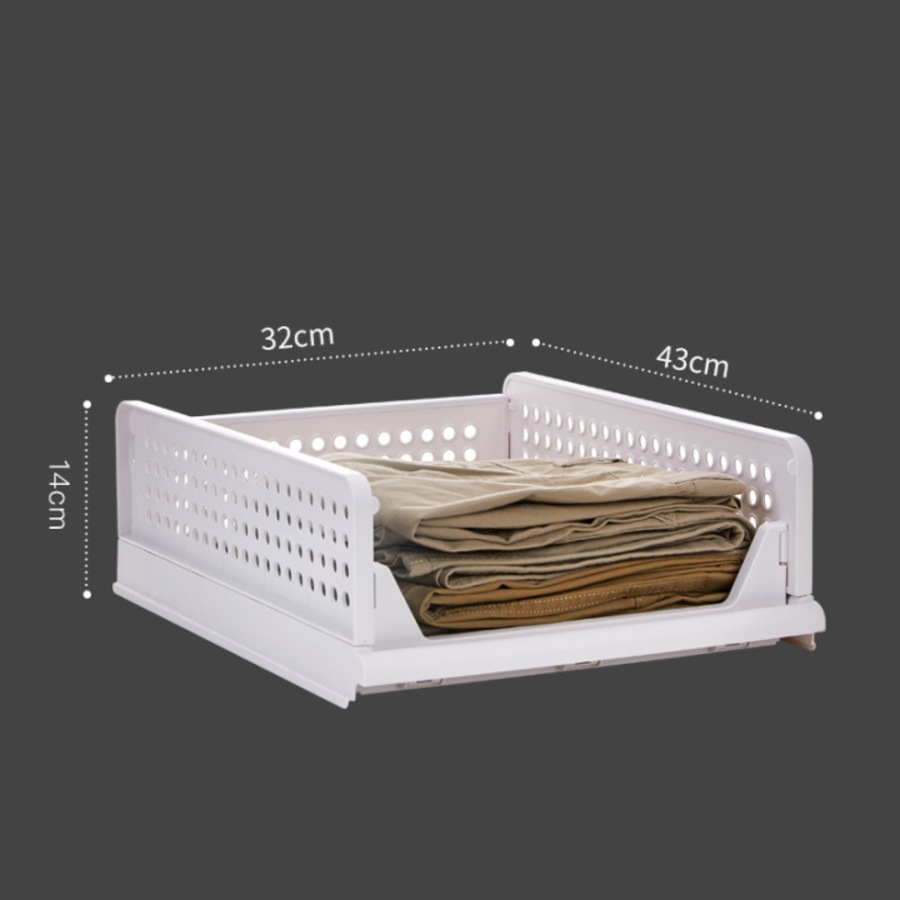Buy 5x Foldable Stackable Slidable Multi Purpose Plastic Storage Drawer ...