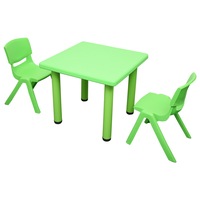 60x60cm Square Green Kid's Table and 2 Green Chairs
