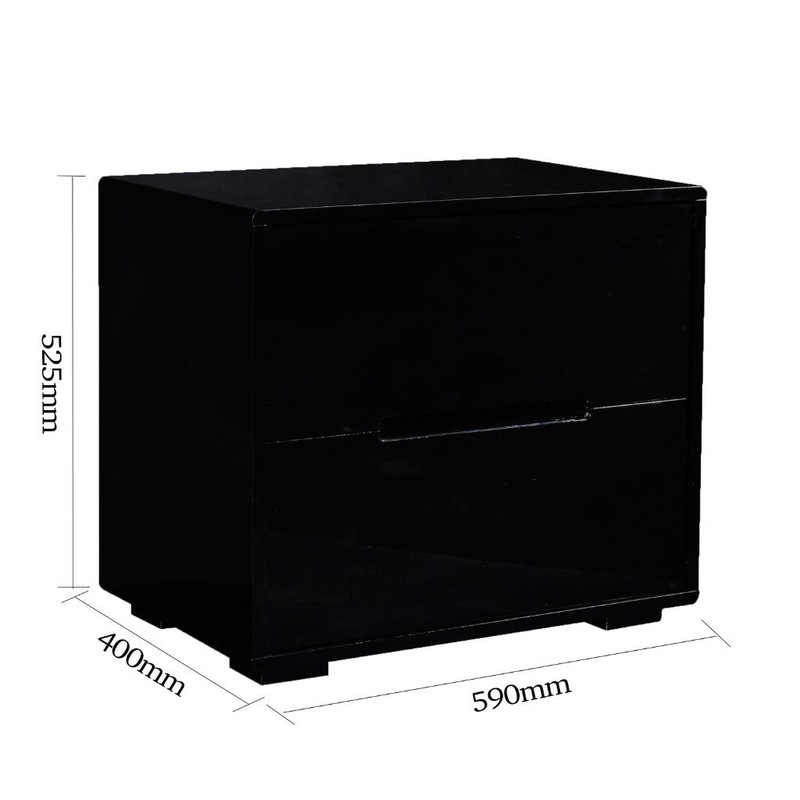 Buy Designer High Gloss Black Finish Bedside Table Nightstand MyDeal