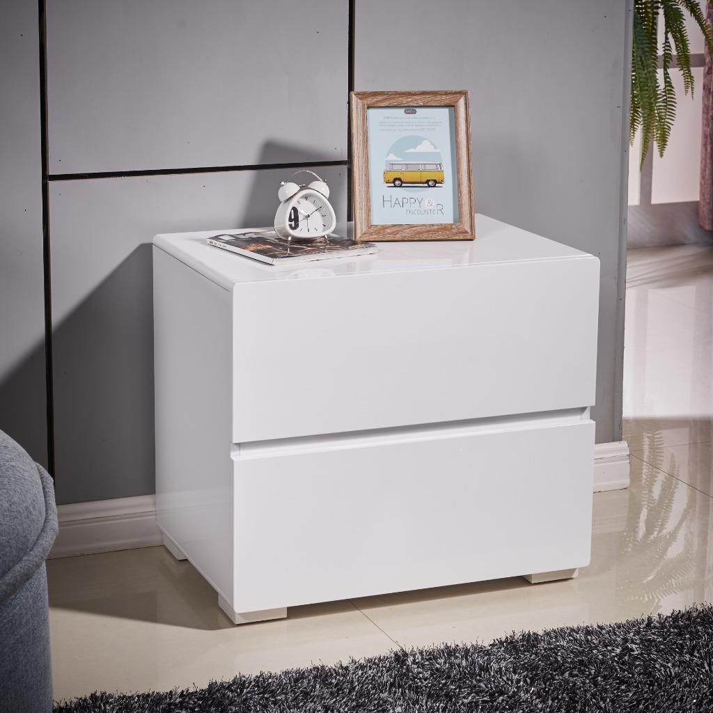 High Gloss White Bedside Table Nightstand With 2 Drawers Buy Bedside   High Gloss White Bedside Table Nightstand With 2 Drawers 710288 00 