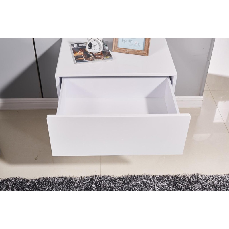Buy High Gloss White Bedside Table Nightstand With 2 Drawers MyDeal