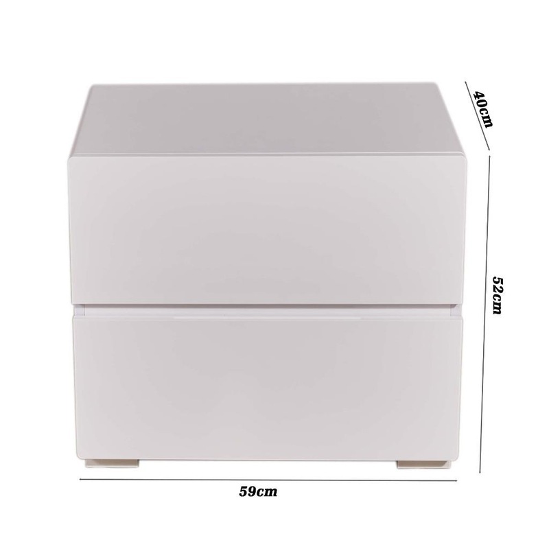 Buy High Gloss White Bedside Table Nightstand With 2 Drawers MyDeal