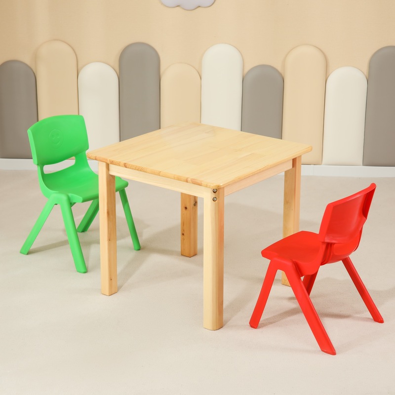 Buy 60CM Square Wooden Kids Table and 2 Chairs Set Childrens Desk ...