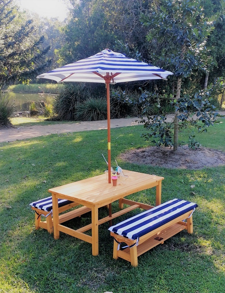 Kids Table & Bench Set with Umbrella