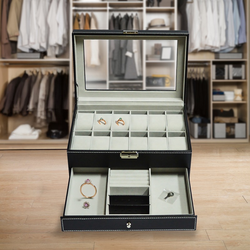 Buy 12 Grids Watch Display Case Leather jewellery Storage Box Organiser