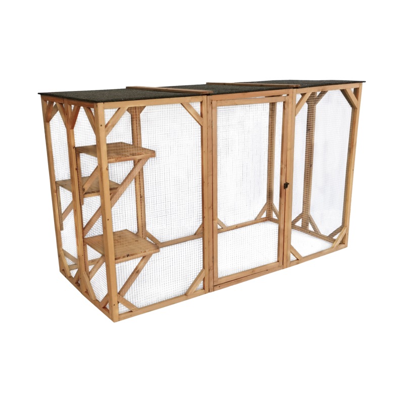 Buy 180cm Large Cat Enclosure Wooden Outdoor Cage with 3 Platforms MyDeal