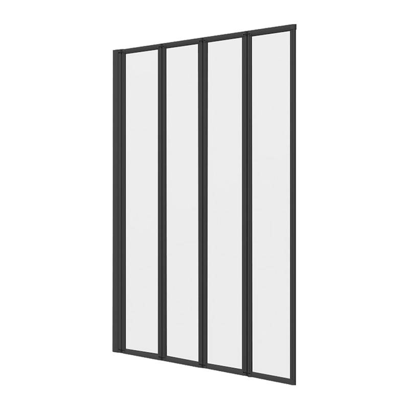 4 Fold Black Folding Bath Shower Screen Door Panel 1000 x 1400mm | Buy