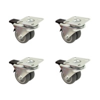 4 x 2" Heavy Duty Swivel Double Wide Castor Wheels Trolley 50mm Furniture Rubber With Brake