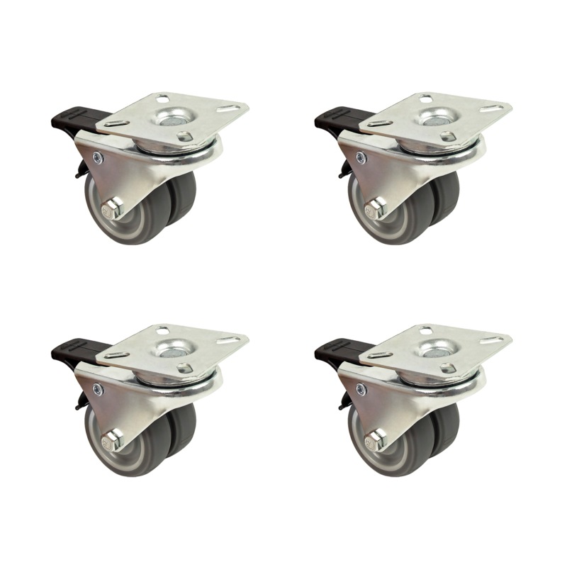 Buy 4 x 2" Heavy Duty Swivel Double Wide Castor Wheels Trolley 50mm
