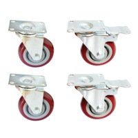 4 x 4" Heavy Duty PU Swivel Castor Wheels With Brake