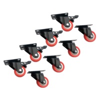 8 x 2" Polyurethane Castor Wheels - Swivel and 4 with brake