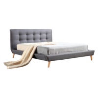 Double Linen Fabric Deluxe Bed Frame Grey
