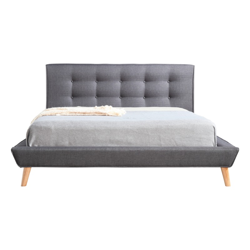 Buy Double Linen Fabric Deluxe Bed Frame Grey MyDeal